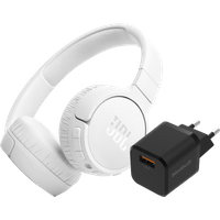 Aanbieding JBL Tune 670NC Wit + BlueBuilt Quick Charge Oplader met Usb A Poort 18W Zwart