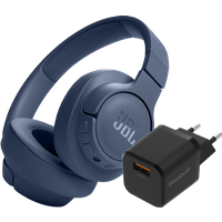 Aanbieding JBL Tune 720BT Blauw + BlueBuilt Quick Charge Oplader met Usb A Poort 18W Zwart