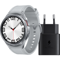 Aanbieding Samsung Galaxy Watch 6 Classic Zilver 47mm + Samsung Oplader