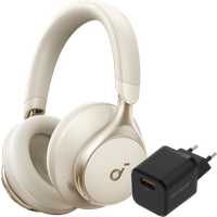 Aanbieding Soundcore Space One Crème + BlueBuilt Quick Charge Oplader met Usb A Poort 18W Zwart