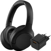 Aanbieding Philips TAH8506 Zwart + BlueBuilt Quick Charge Oplader met Usb A Poort 18W Zwart