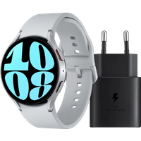 Aanbieding Samsung Galaxy Watch 6 Zilver 44mm + Samsung Oplader