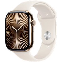 Aanbieding Apple Watch Series 10 4G 46mm Titanium Goud Sportband S/M