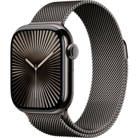 Aanbieding Apple Watch Series 10 4G 42mm Titanium Zwart Milanese Band