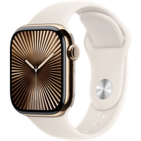 Aanbieding Apple Watch Series 10 4G 42mm Titanium Goud Sportband M/L