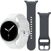 Aanbieding Samsung Galaxy Watch 8 4G Zilver 40mm + Siliconen Sport Bandje Donkergrijs S/M