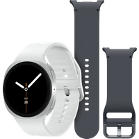 Aanbieding Samsung Galaxy Watch 8 Zilver 44mm + Samsung Siliconen Sport Bandje Donkergrijs M/L