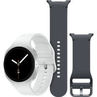 Aanbieding Samsung Galaxy Watch 8 4G Zilver 40mm + Samsung Siliconen Sport Bandje Donkergrijs M/L