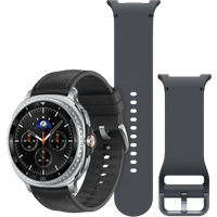 Aanbieding Samsung Galaxy Watch 8 Classic 4G Zwart 46mm + Siliconen Sport Bandje Donkergrijs M/L
