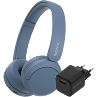 Aanbieding Sony WH-CH520 Blauw + BlueBuilt Quick Charge Oplader met Usb A Poort 18W Zwart