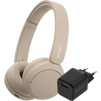 Aanbieding Sony WH-CH520 Crème + BlueBuilt Quick Charge Oplader met Usb A Poort 18W Zwart