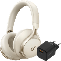 Aanbieding Soundcore Space One Crème + BlueBuilt Quick Charge Oplader met Usb A Poort 18W Zwart