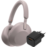 Aanbieding Sony WH-1000XM5 Roze + BlueBuilt Quick Charge Oplader met Usb A Poort 18W Zwart