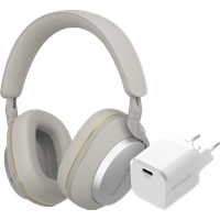 Aanbieding Bowers & Wilkins Px7 S2e Grijs + BlueBuilt Power Delivery Oplader met Usb C Poort 20W Wit