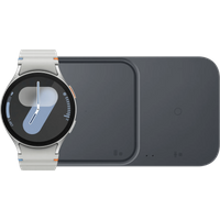 Aanbieding Samsung Galaxy Watch 7 4G Zilver 44mm + Duo Draadloze Oplader