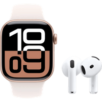 Aanbieding Apple Watch Series 10 42mm Roségoud Sportband S/M + AirPods 4 Active Noise Cancelling